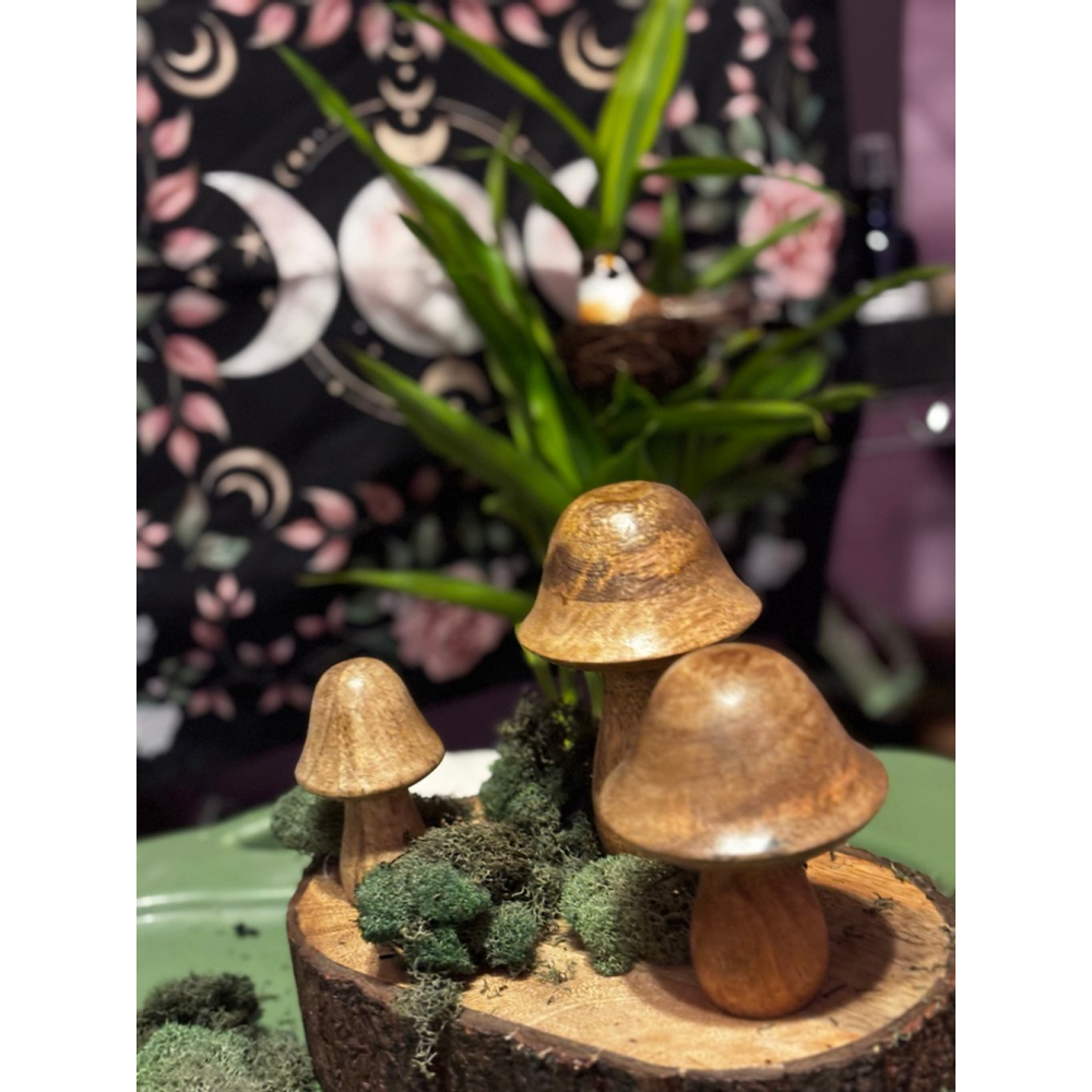 Young's Inc. Brown Wood Mushroom Decor